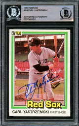 Carl Yastrzemski Autographed 1981 Donruss Card #214 Boston Red Sox Beckett BAS #15501011