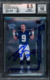 Drew Brees Autographed 2001 Leaf Rookies & Stars Longevity Rookie Card #189 San Diego Chargers BGS 8.5 Auto Grade Gem Mint 10 #11/25 Beckett BAS #15681817