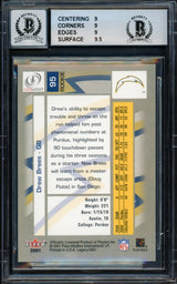 Drew Brees Autographed 2001 Fleer Legacy Rookie Card #95 San Diego Chargers BGS 9 Auto Grade Gem Mint 10 #426/999 Beckett BAS #15681822