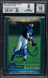 Ichiro Suzuki Autographed 2001 Topps Chrome Traded Rookie Card #T266 Seattle Mariners BGS 8 Auto Grade Gem Mint 10 Beckett BAS #15681669
