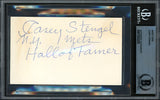 Casey Stengel Autographed 3x5 Index Card New York Mets "Hall of Famer" Beckett BAS #15502250