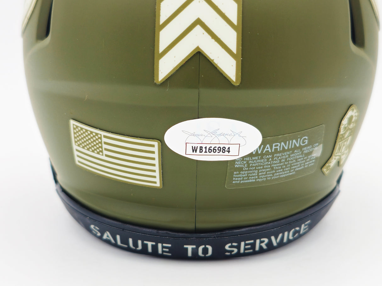 Montez Sweat Autographed Chicago Bears Army Green Salute to Service Speed Mini Helmet JSA Stock #232848
