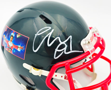 Chevy Chase Autographed Christmas Vacation Black Speed Mini Helmet Beckett BAS Witness Stock #232845