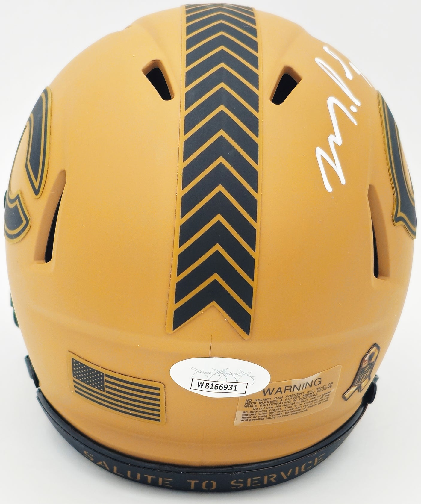 Montez Sweat Autographed Chicago Bears Camo Brown Salute to Service Speed Mini Helmet JSA Stock #232851