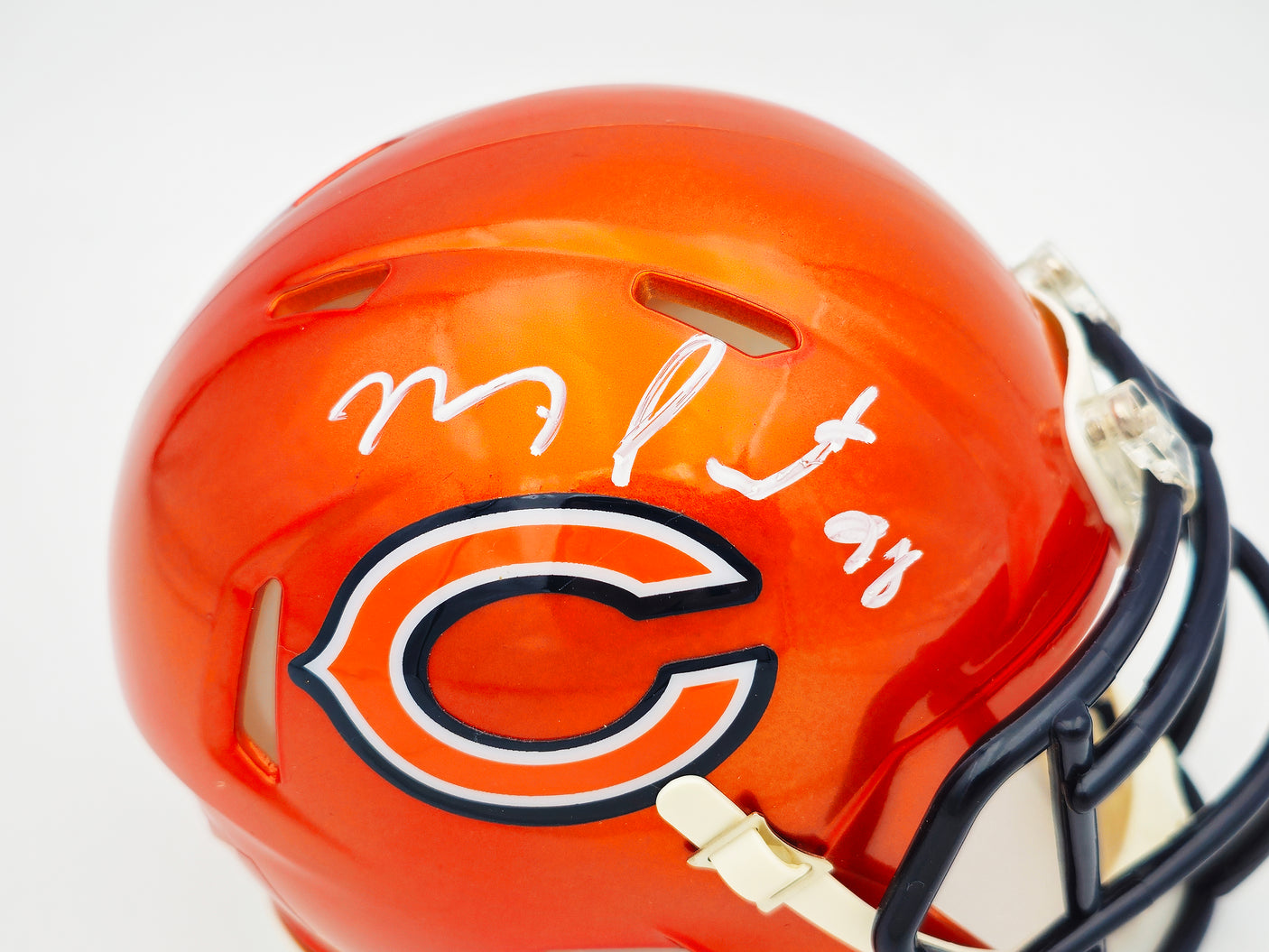 Montez Sweat Autographed Chicago Bears Flash Orange Speed Mini Helmet JSA Stock #232850