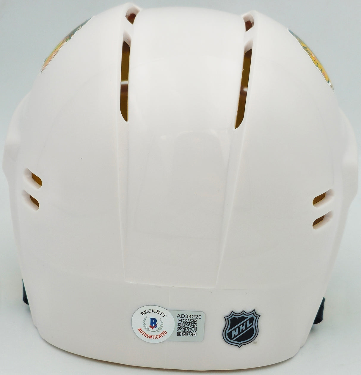 Chevy Chase Autographed Chicago Blackhawks White Speed Mini Helmet Christmas Vacation Logo Beckett BAS Witness Stock #232842