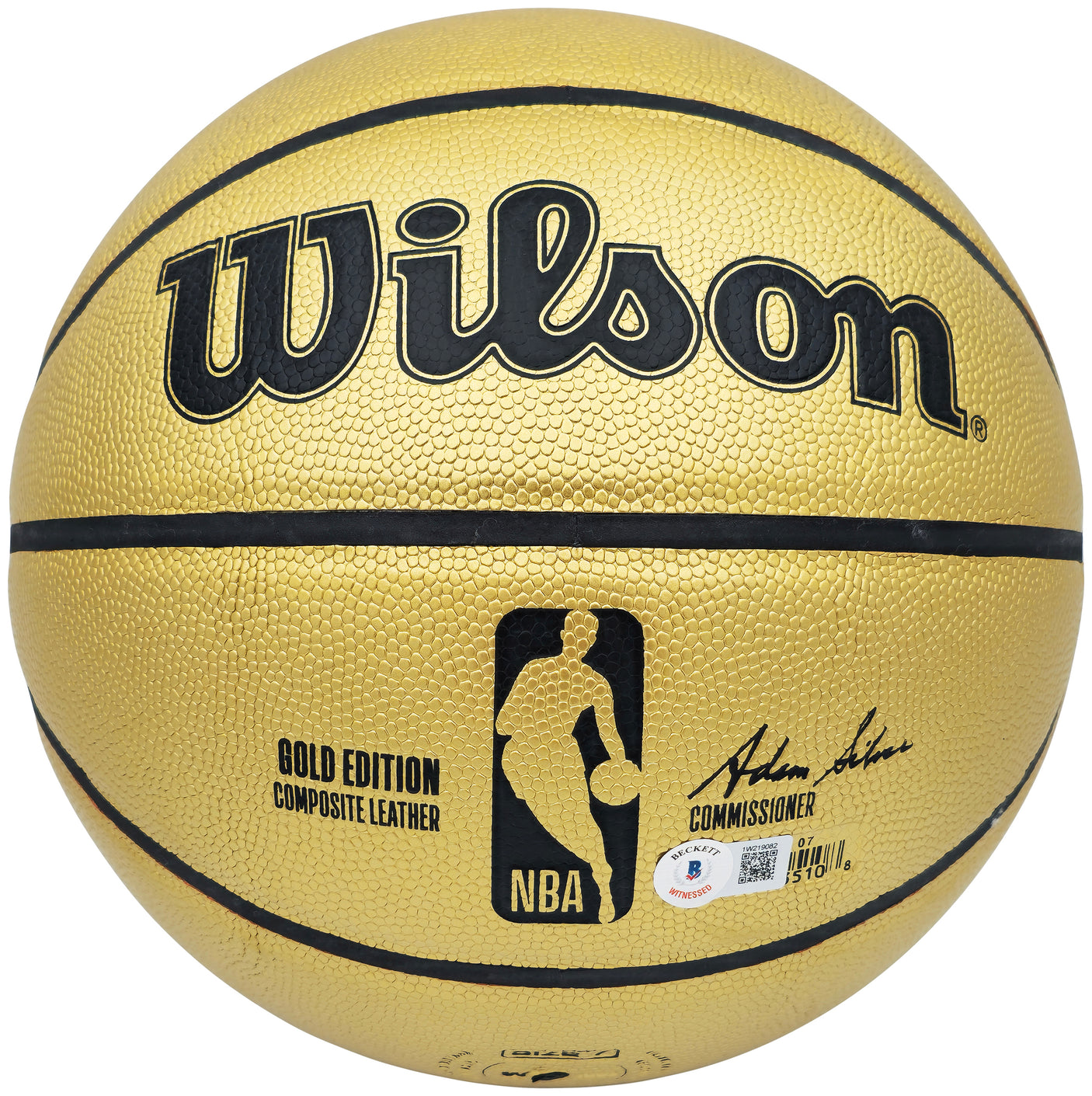Allen Iverson Autographed Gold Edition Composite Leather Basketball Philadelphia 76ers Beckett BAS Witness Stock #232872
