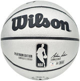 Allen Iverson Autographed Platinum Edition Composite Leather Basketball Philadelphia 76ers Beckett BAS Witness Stock #232871