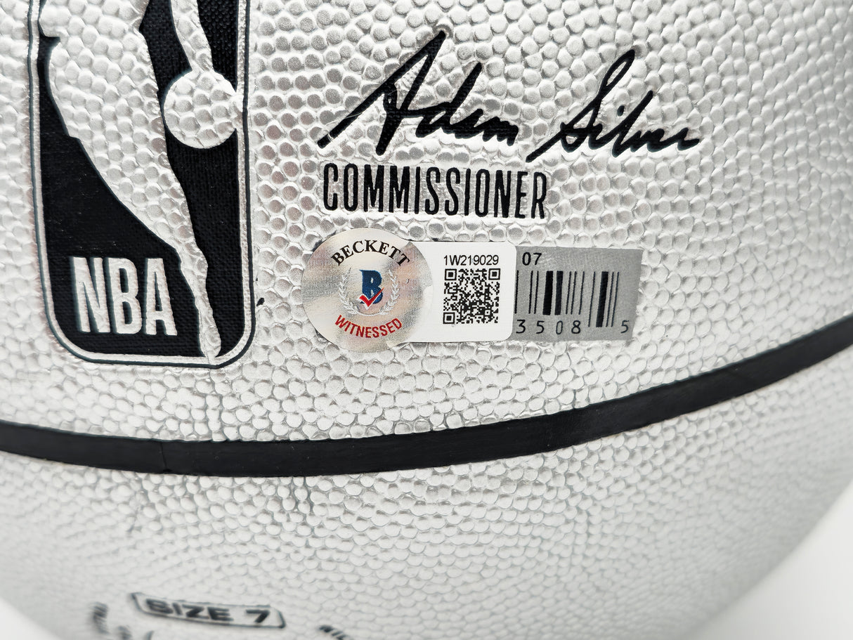 Allen Iverson Autographed Platinum Edition Composite Leather Basketball Philadelphia 76ers Beckett BAS Witness Stock #232871