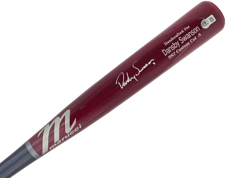 Dansby Swanson Autographed Red Marucci Player Model Baseball Bat Chicago Cubs Beckett BAS Witness Stock #232863