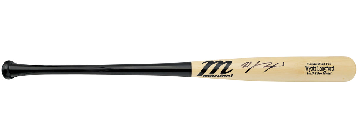 Wyatt Langford Autographed Blonde Marucci Player Model Baseball Bat Texas Rangers Fanatics and MLB Holo Stock #232811