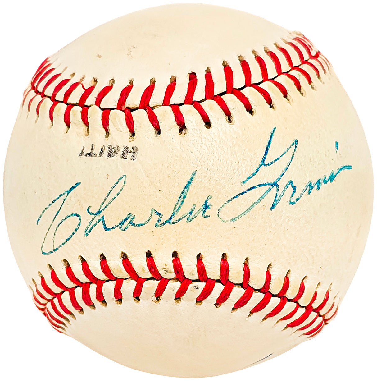 Charlie Grimm Autographed Official Little League Baseball Atlanta Braves, Chicago Cubs Vintage Signature Beckett BAS #BH038050