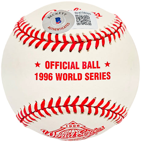 Joe Torre Autographed Official 1996 World Series Logo Baseball New York Yankees "Mgr. O.Y. 96" Beckett BAS #BH038090