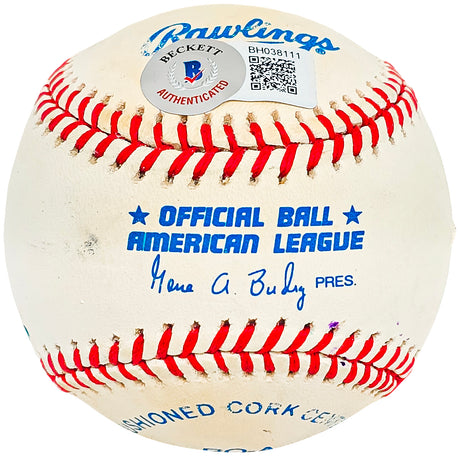 Frank Robinson Autographed Official AL Baseball Baltimore Orioles "586 HR's" Beckett BAS #BH038111