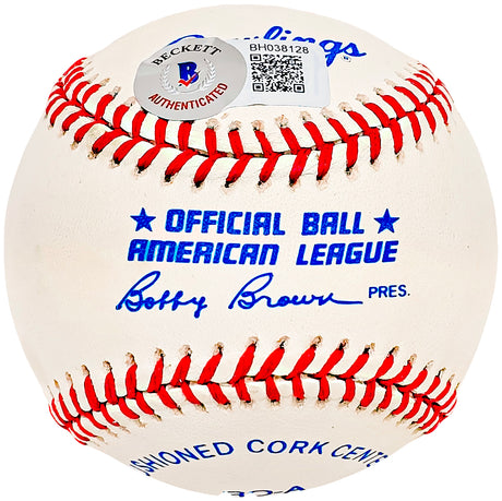 Frank Robinson Autographed Official AL Baseball Baltimore Orioles, Cincinnati Reds Beckett BAS #BH038128