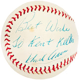 Hank Aaron Autographed Official Wilson Major League Baseball Atlanta Braves "Best Wishes To Kent" Vintage Signature Beckett BAS #AC56711