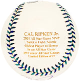 Cal Ripken Jr. Autographed Official 2001 All Star Logo MLB Game Baseball Baltimore Orioles #4/19 Steiner & MLB Holo #MR028575