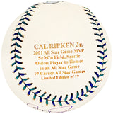 Cal Ripken Jr. Autographed Official 2001 All Star Logo MLB Game Baseball Baltimore Orioles #15/19 Steiner & MLB Holo #MR028563
