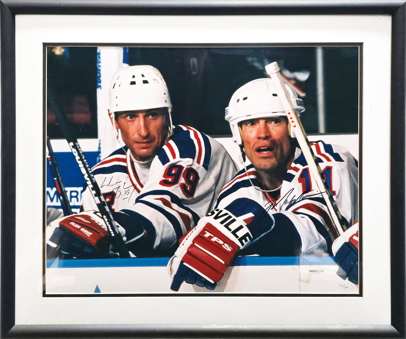 Wayne Gretzky & Mark Messier Autographed Framed 16x20 Photo New York Rangers (Chips) UDA Holo & #421/500 Beckett BAS #AE16669