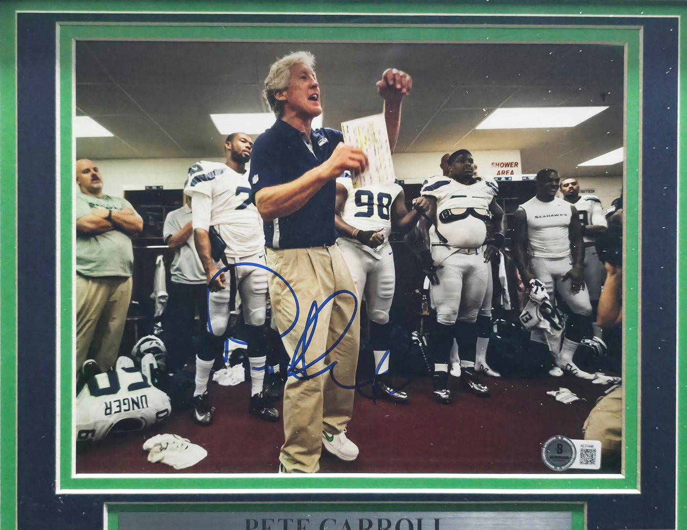 Pete Carroll Autographed Framed 8x10 Photo Seattle Seahawks Beckett BAS QR #AE31648