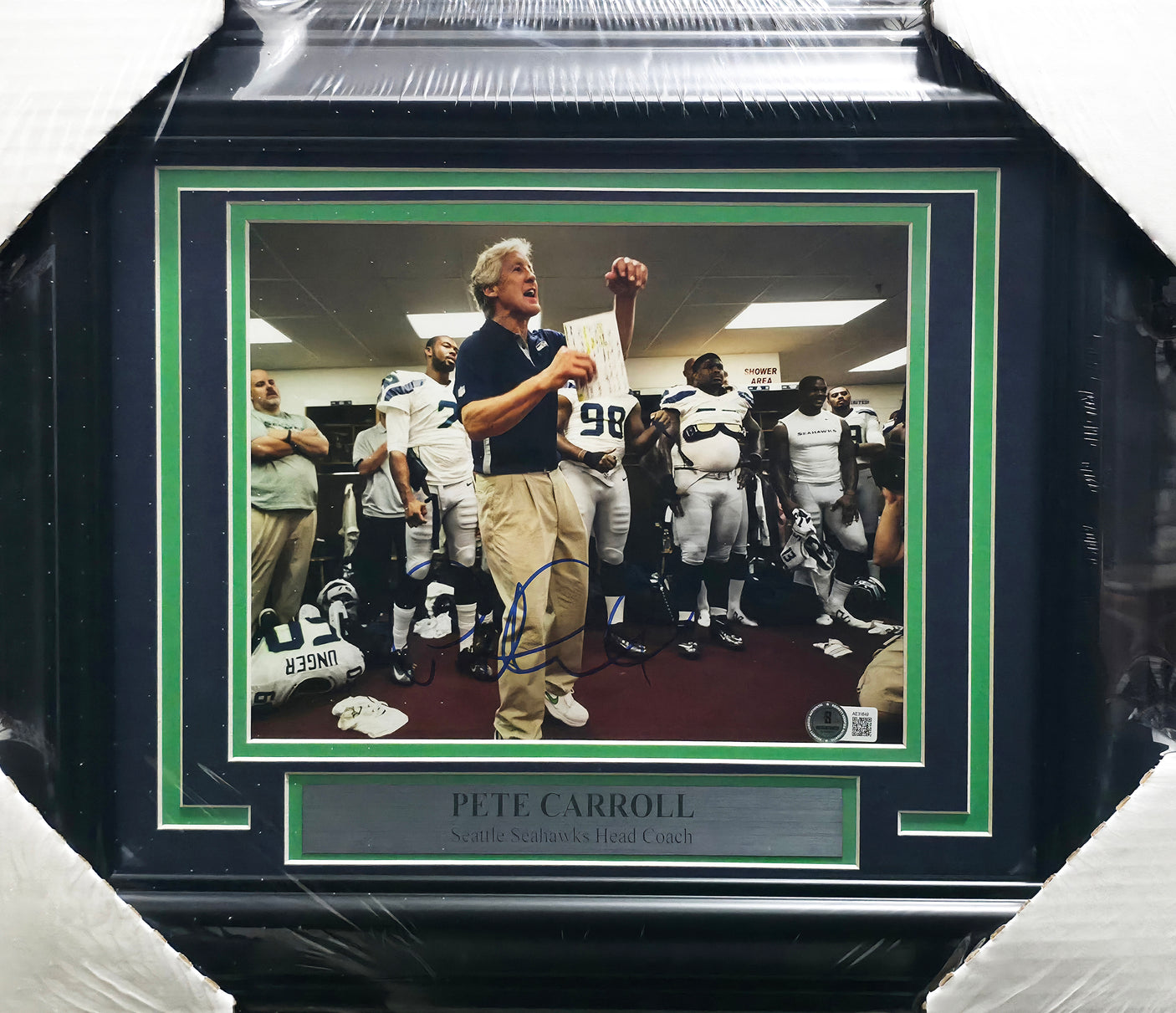 Pete Carroll Autographed Framed 8x10 Photo Seattle Seahawks Beckett BAS QR #AE31649