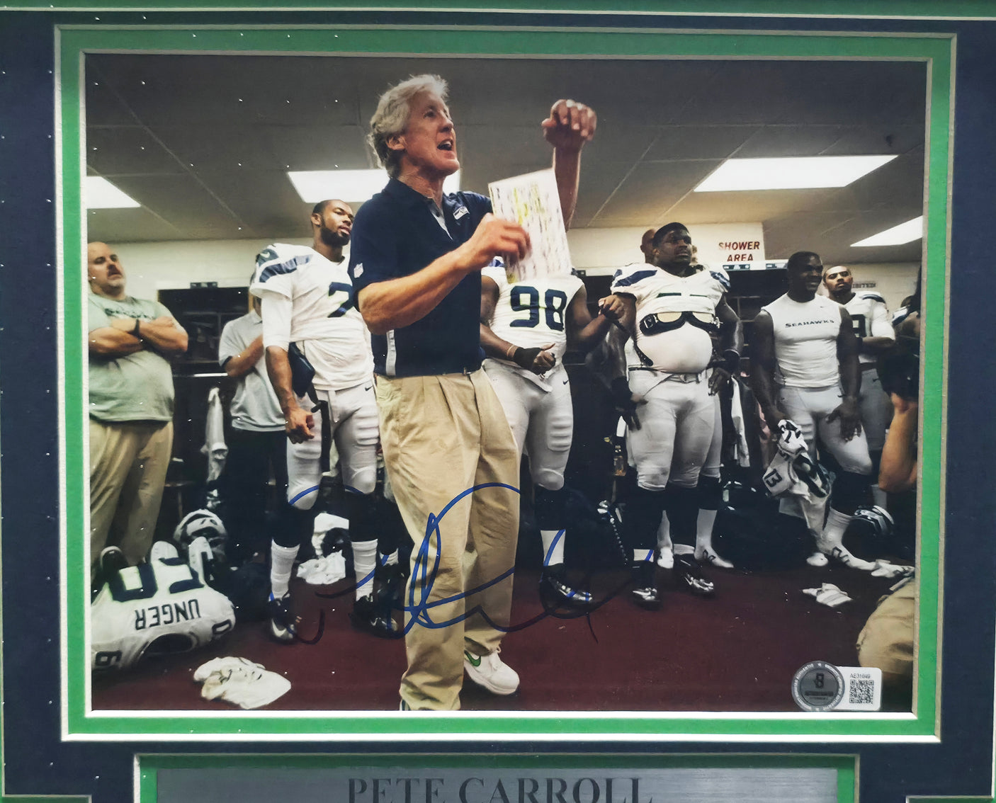Pete Carroll Autographed Framed 8x10 Photo Seattle Seahawks Beckett BAS QR #AE31649