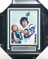 Joe Namath Autographed Framed 8x10 Photo New York Jets "Good Luck Pal!" Beckett BAS QR #AE31689