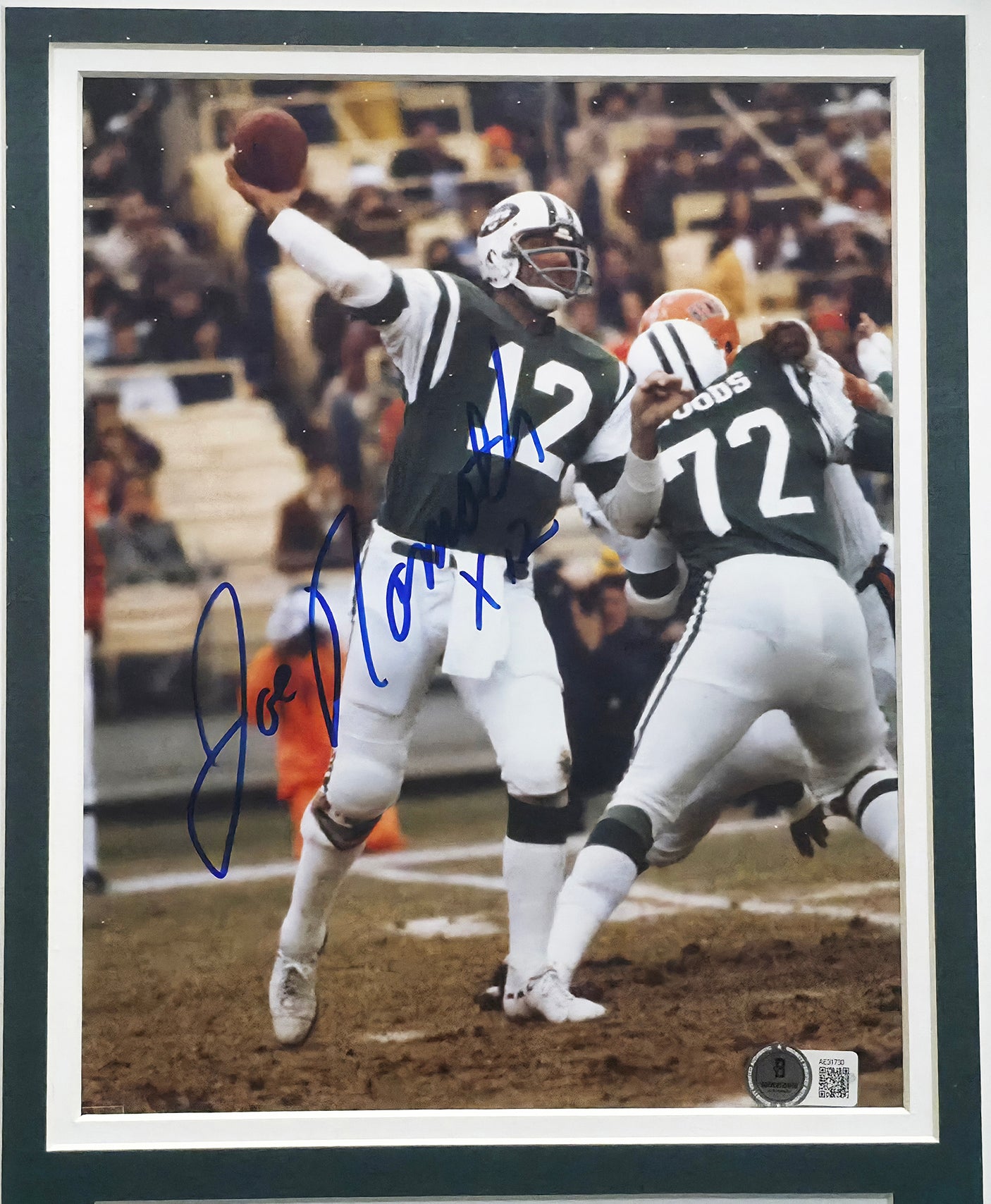 Joe Namath Autographed Framed 8x10 Photo New York Jets "x12" Beckett BAS QR #AE31730
