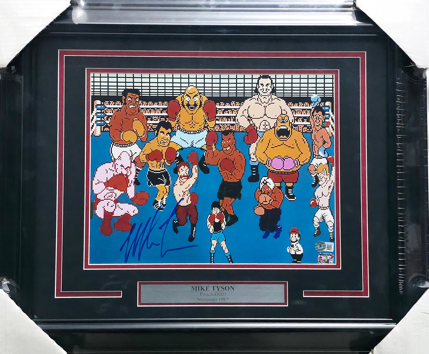 Mike Tyson Autographed Framed 11x14 Photo Punch-Out!! With Cast (Damaged) Beckett BAS QR #BE21902