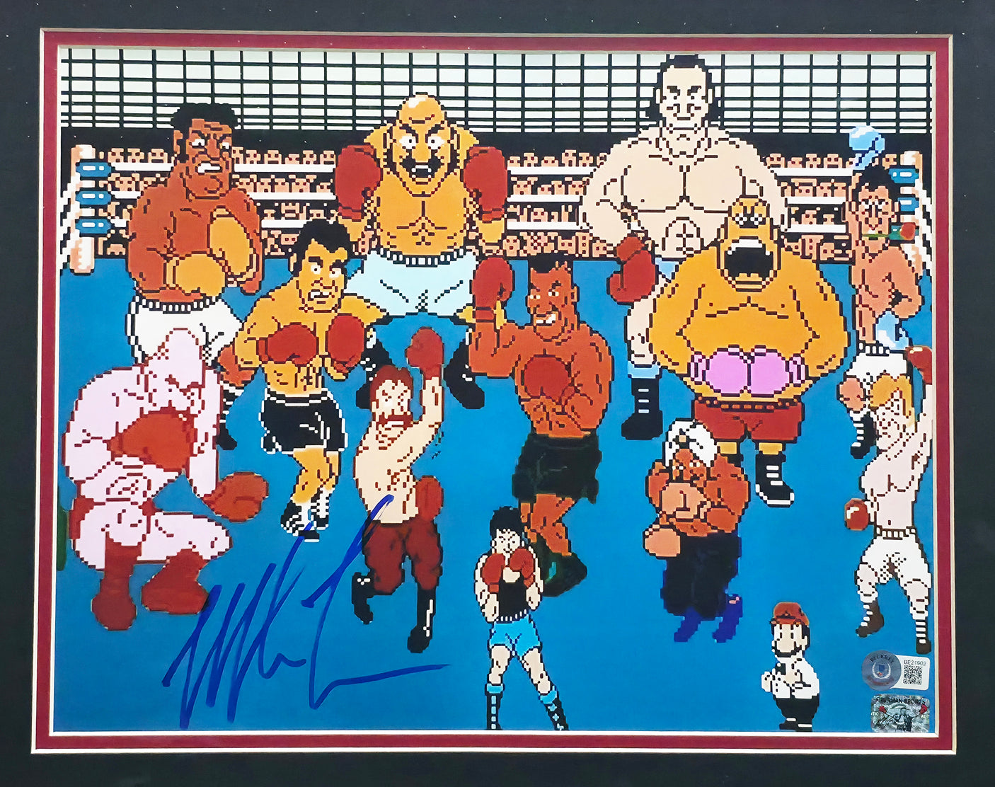 Mike Tyson Autographed Framed 11x14 Photo Punch-Out!! With Cast (Damaged) Beckett BAS QR #BE21902