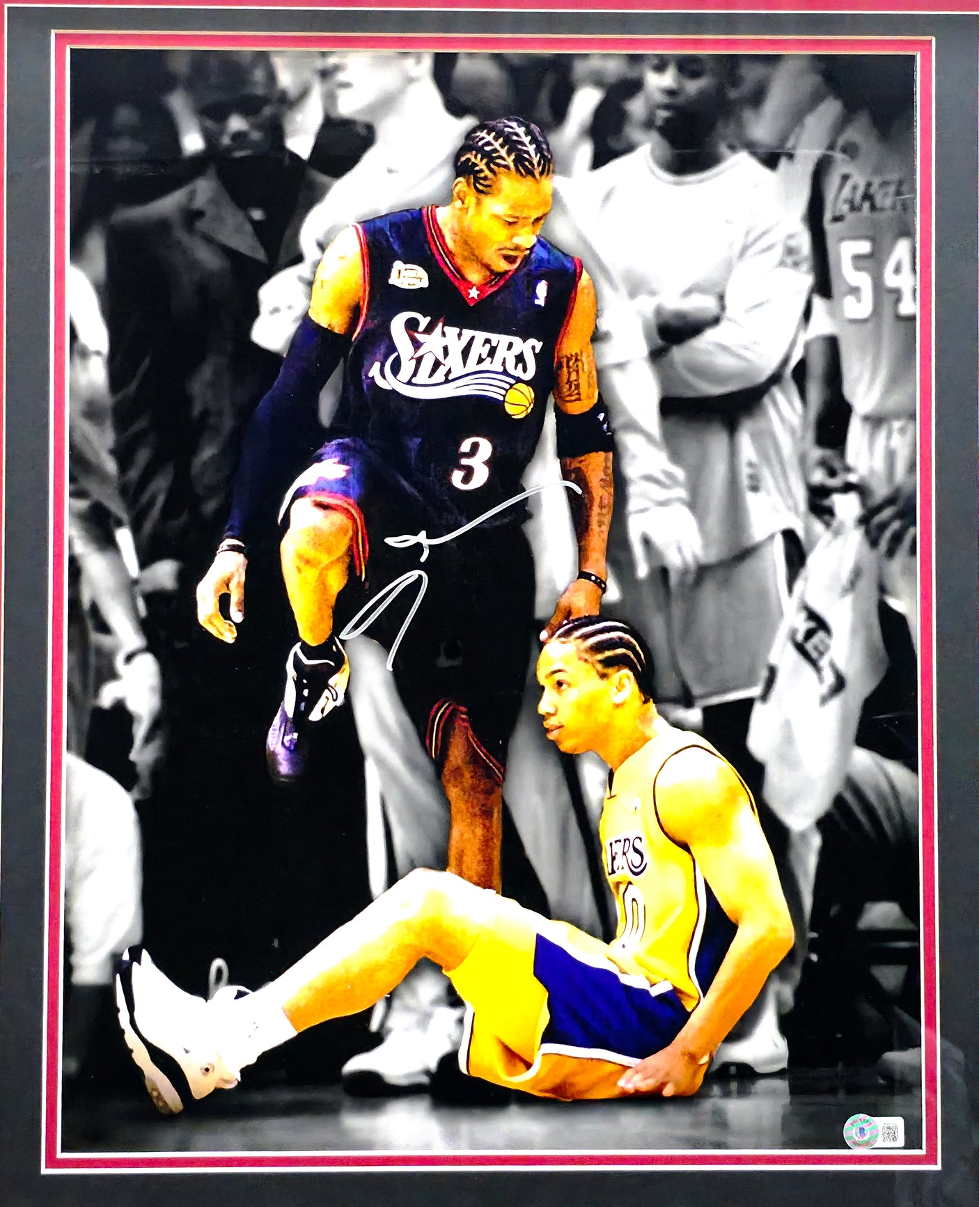 Allen Iverson Autographed Framed 16x20 Photo Philadelphia 76ers (Damaged) Beckett BAS Witness #W997620