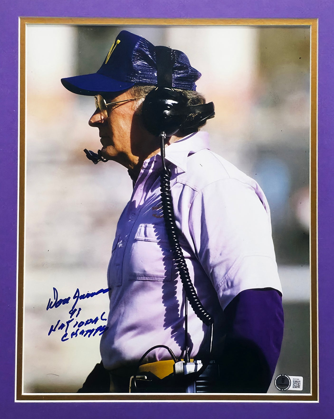Don James Autographed Framed 11x14 Photo Washington Huskies "91 National Champs" Beckett BAS QR #AE31844