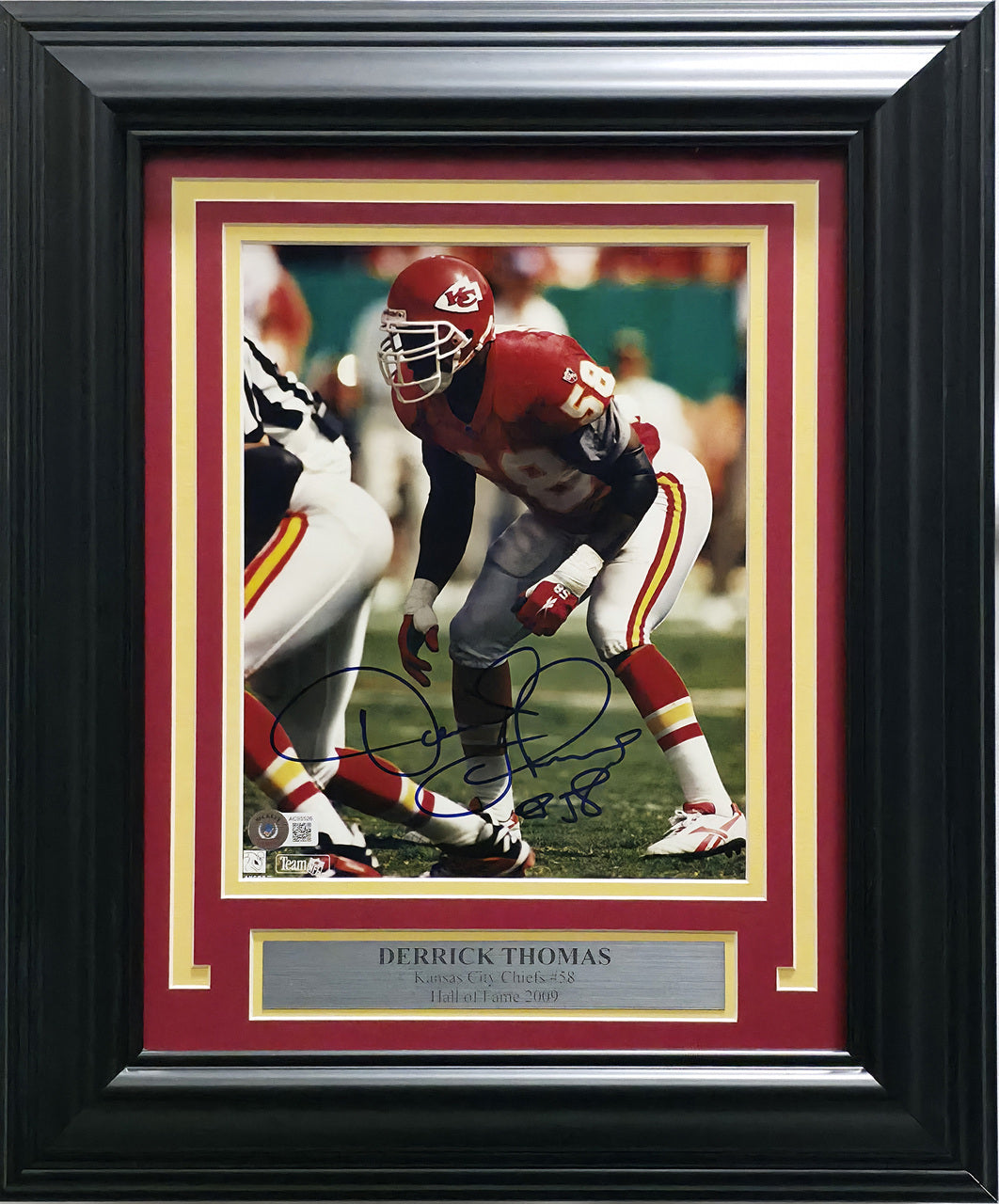 Derrick Thomas Autographed Framed 8x10 Photo Kansas City Chiefs Beckett BAS #AC95526