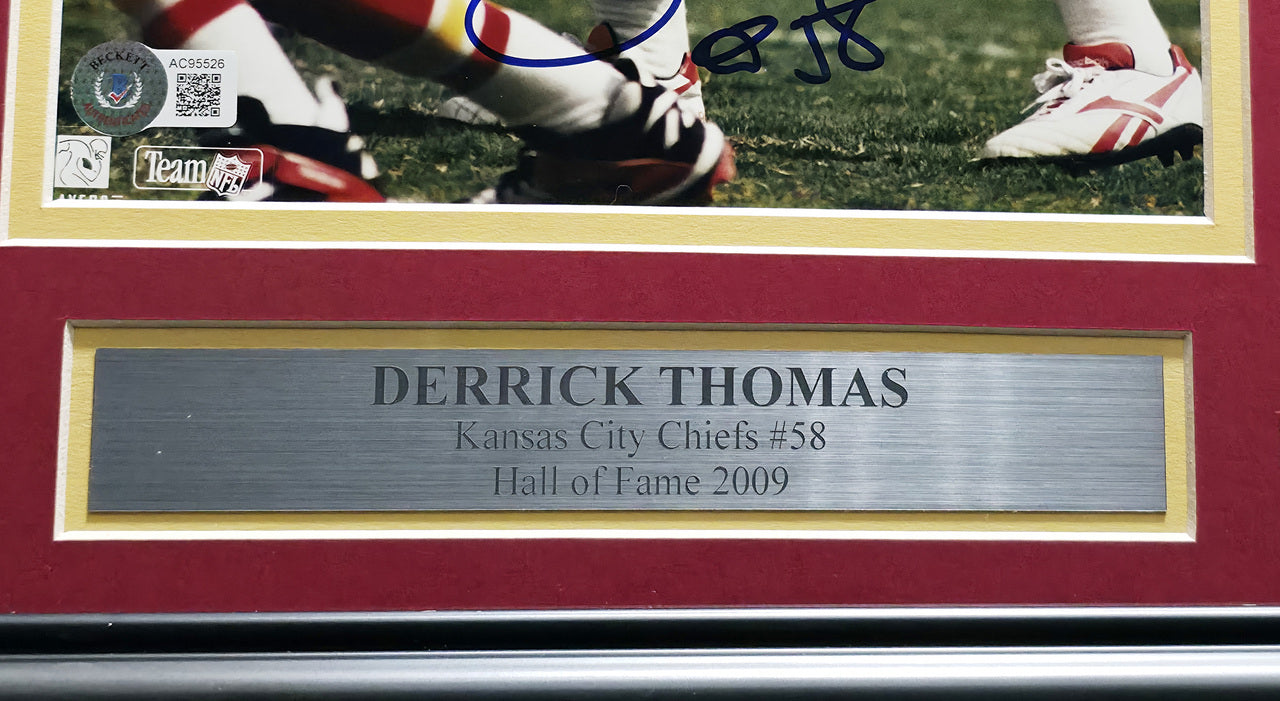 Derrick Thomas Autographed Framed 8x10 Photo Kansas City Chiefs Beckett BAS #AC95526
