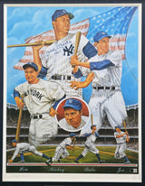 Mickey Mantle & Joe DiMaggio Autographed Framed 21x29 Print New York Yankees "No. 7" #391/950 Beckett BAS #AE31378