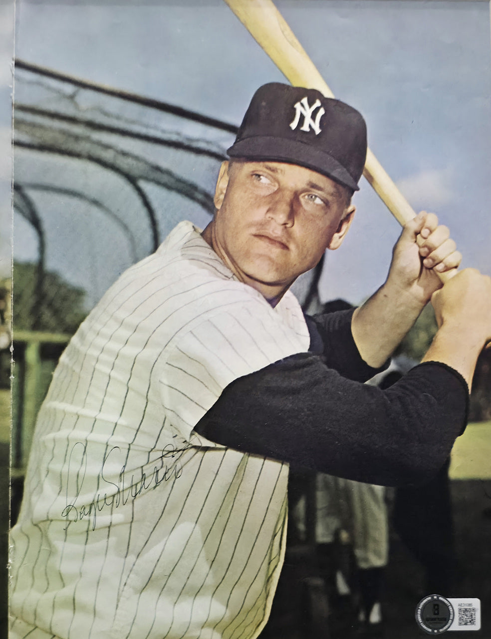 Mickey Mantle & Roger Maris Autographed Framed 11x17 Poster New York Yankees Vintage Signature Beckett BAS #AE31085