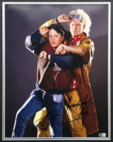 Michael J. Fox & Christopher Llyod Autographed Framed 16x20 Photo Back to the Future Beckett BAS #AC94143