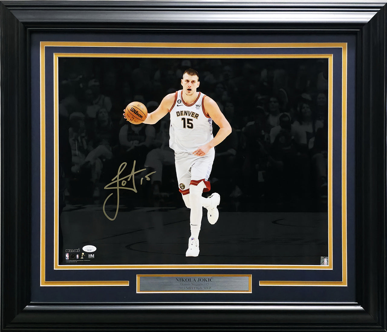 Nikola Jokic Autographed Framed 16x20 Photo Denver Nuggets (Damaged) JSA #AQ21581