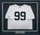 New York Yankees Aaron Judge Autographed Framed White Nike Jersey (Damaged Nameplate) Beckett BAS #AE31368