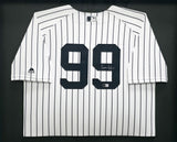 New York Yankees Aaron Judge Autographed Framed White Nike Jersey (Damaged Nameplate) Beckett BAS #AE31368