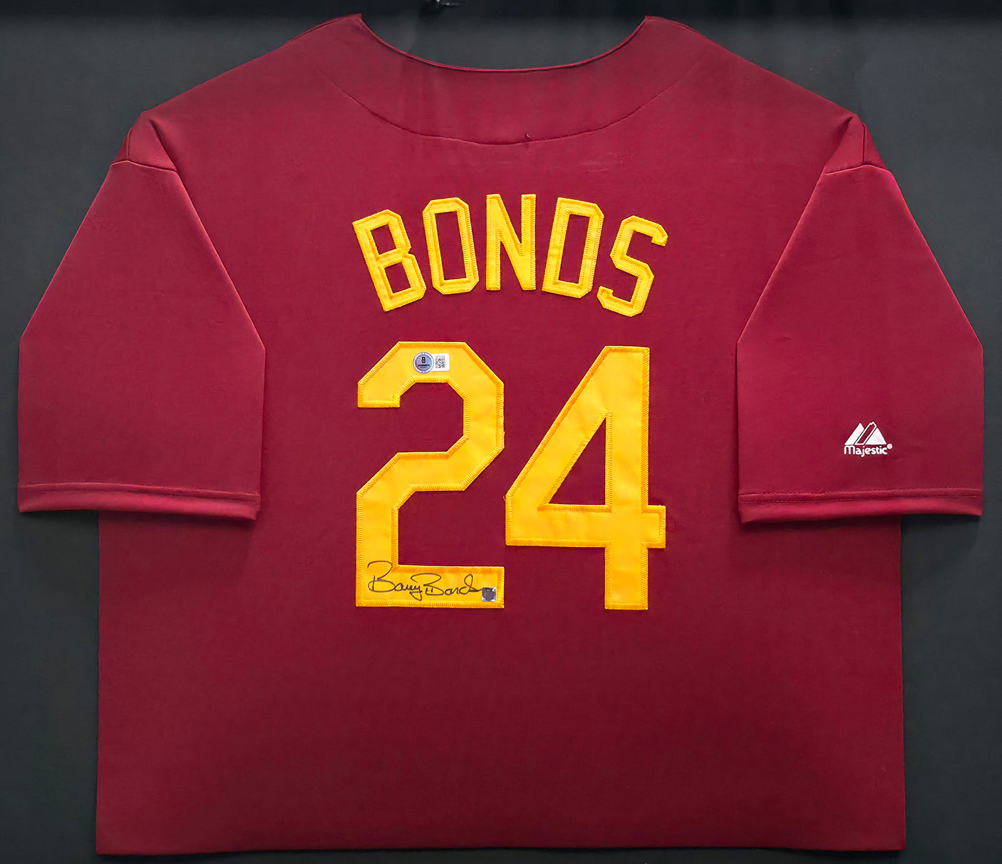 Arizona State Sun Devils Barry Bonds Autographed Framed Maroon Majestic Jersey Beckett BAS QR & BB Holo #AP009279
