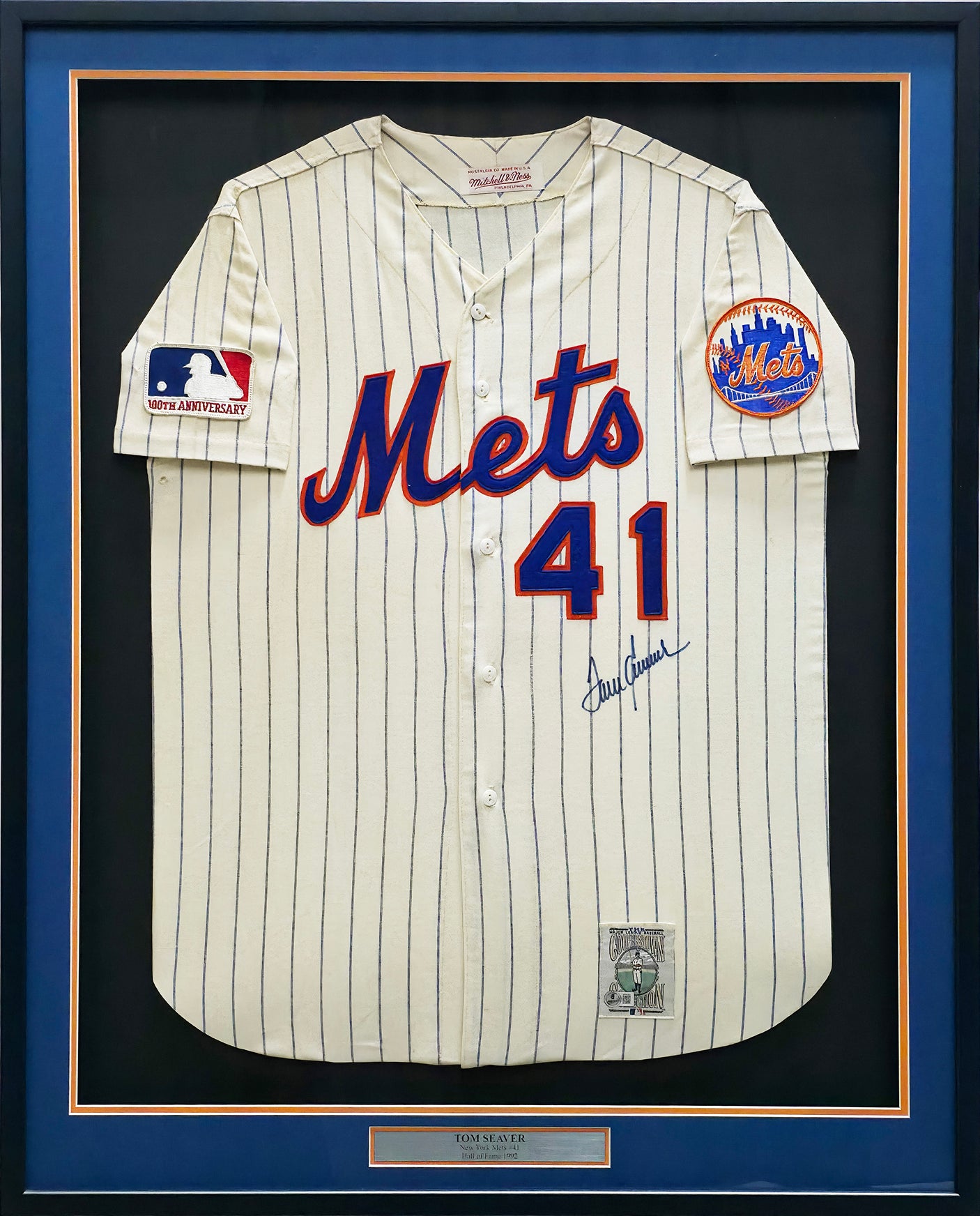 New York Mets Tom Seaver Autographed Framed Cream Authentic Mitchell & Ness Jersey Beckett BAS QR #BP55353