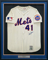 New York Mets Tom Seaver Autographed Framed Cream Authentic Mitchell & Ness Jersey Beckett BAS QR #BP55353