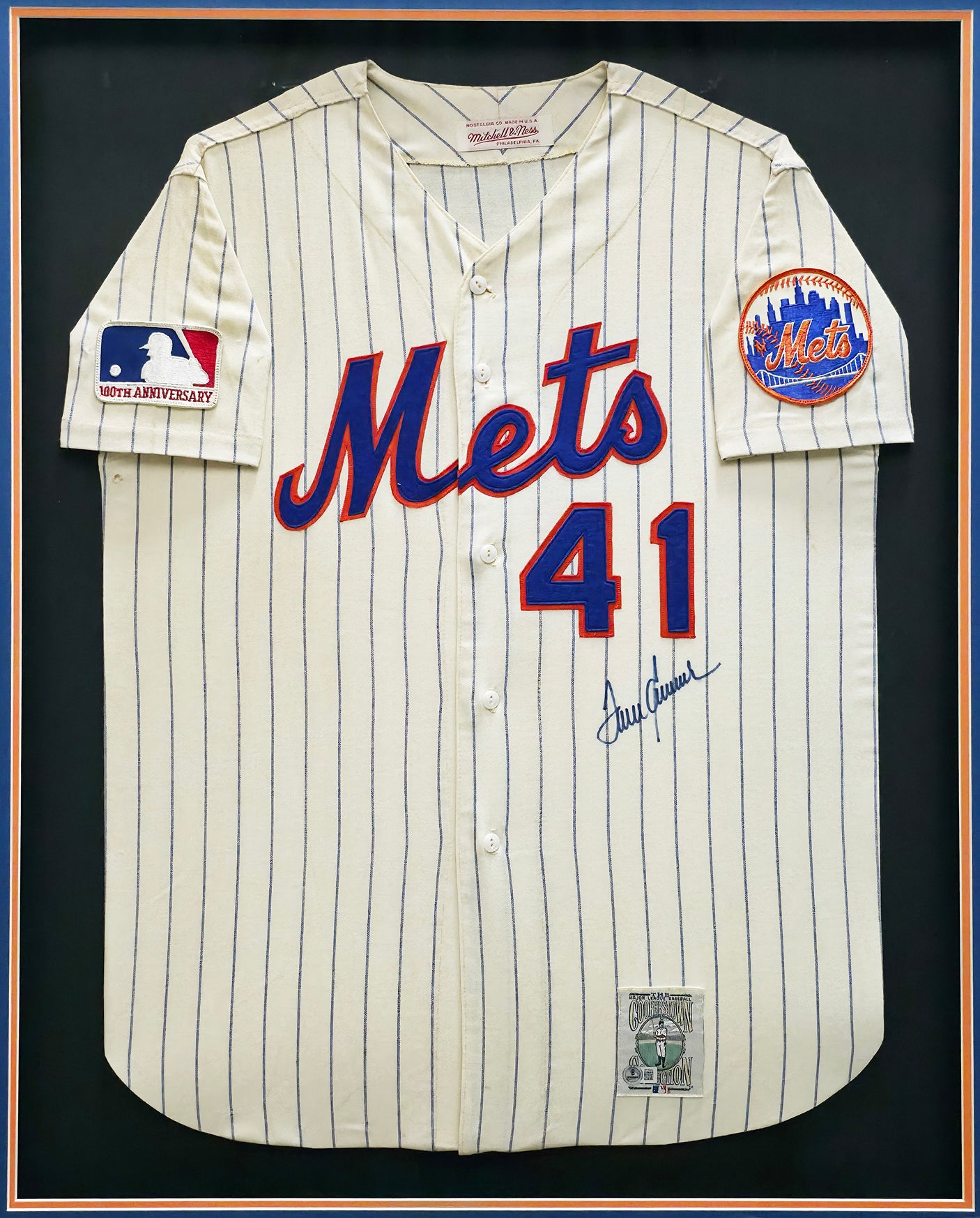 New York Mets Tom Seaver Autographed Framed Cream Authentic Mitchell & Ness Jersey Beckett BAS QR #BP55353