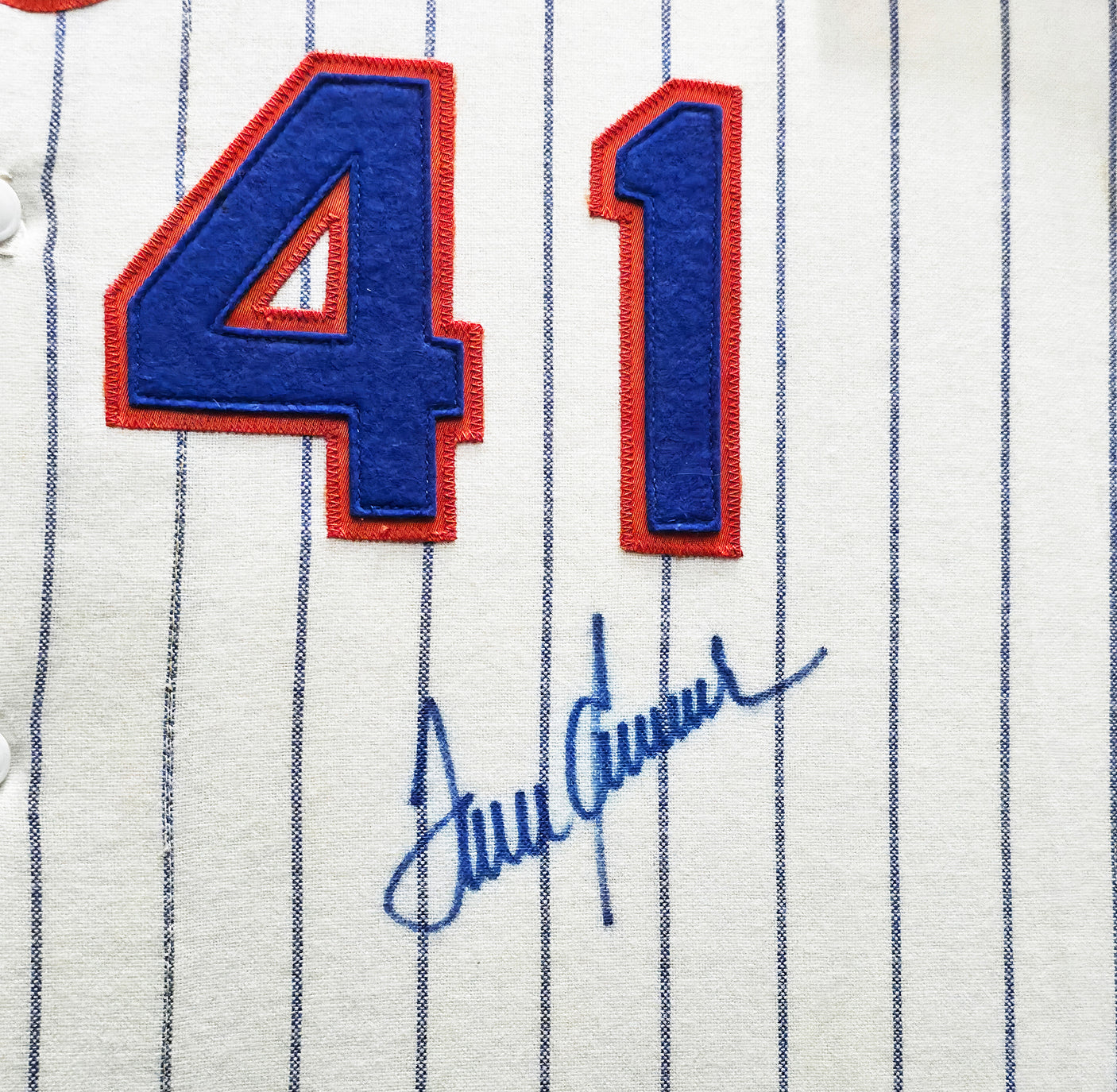 New York Mets Tom Seaver Autographed Framed Cream Authentic Mitchell & Ness Jersey Beckett BAS QR #BP55353