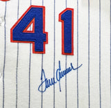 New York Mets Tom Seaver Autographed Framed Cream Authentic Mitchell & Ness Jersey Beckett BAS QR #BP55353