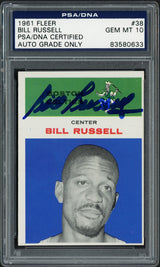 Bill Russell Autographed 1961-62 Fleer Card #38 Boston Celtics Auto Grade Gem Mint 10 PSA/DNA #83580633