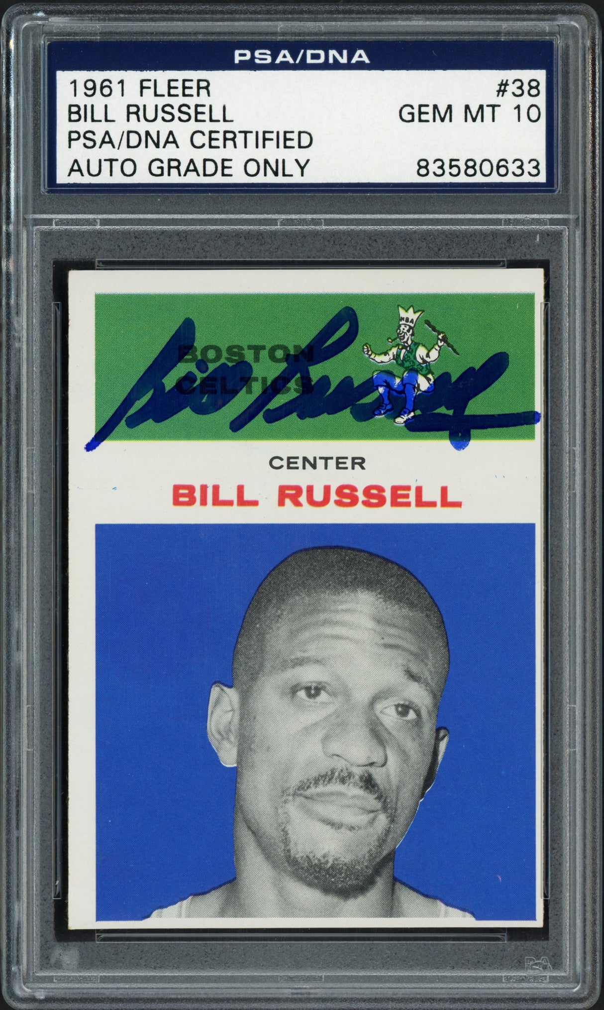 Bill Russell Autographed 1961-62 Fleer Card #38 Boston Celtics Auto Grade Gem Mint 10 PSA/DNA #83580633