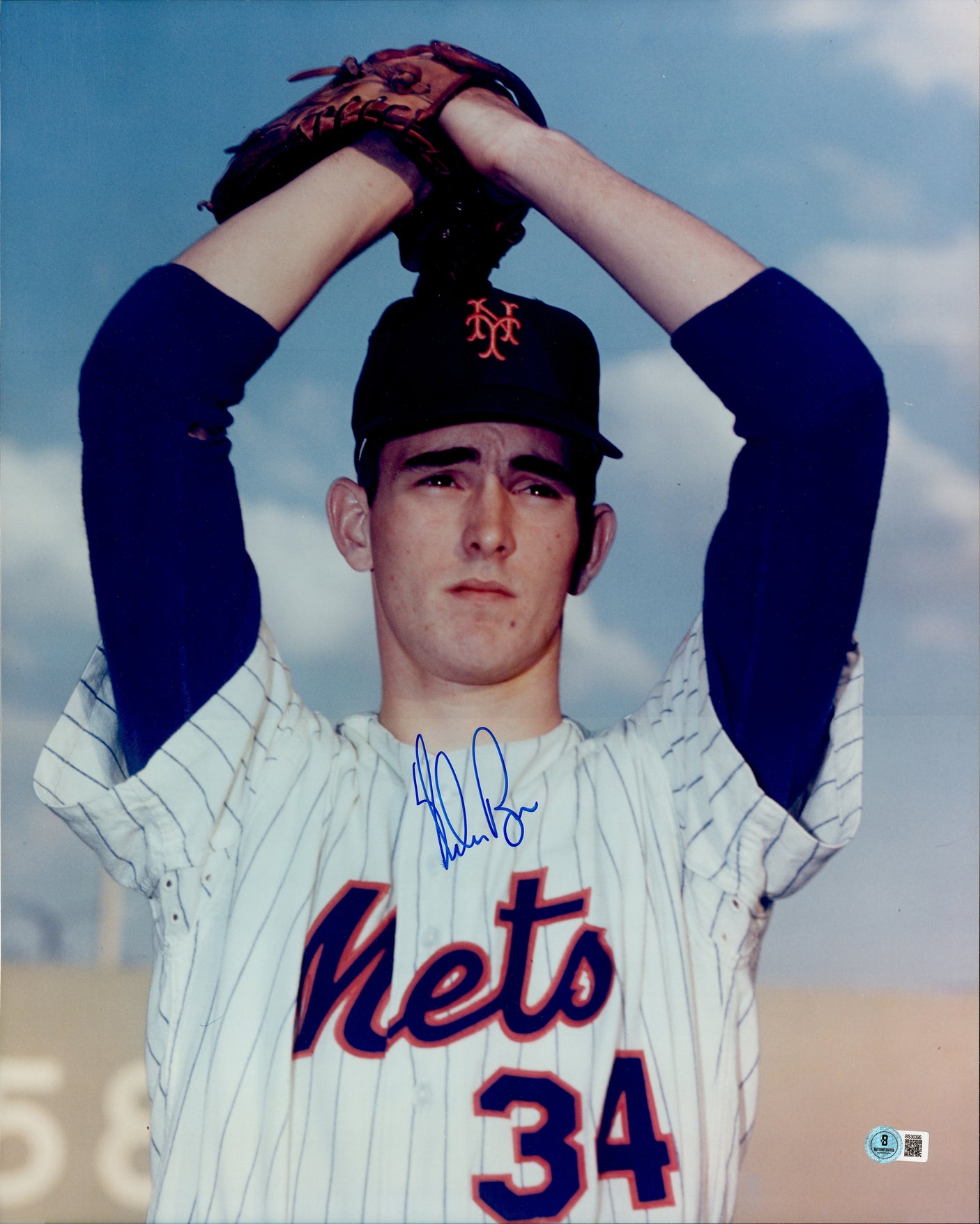 Nolan Ryan Autographed 16x20 Photo New York Mets Beckett BAS QR #BS30396