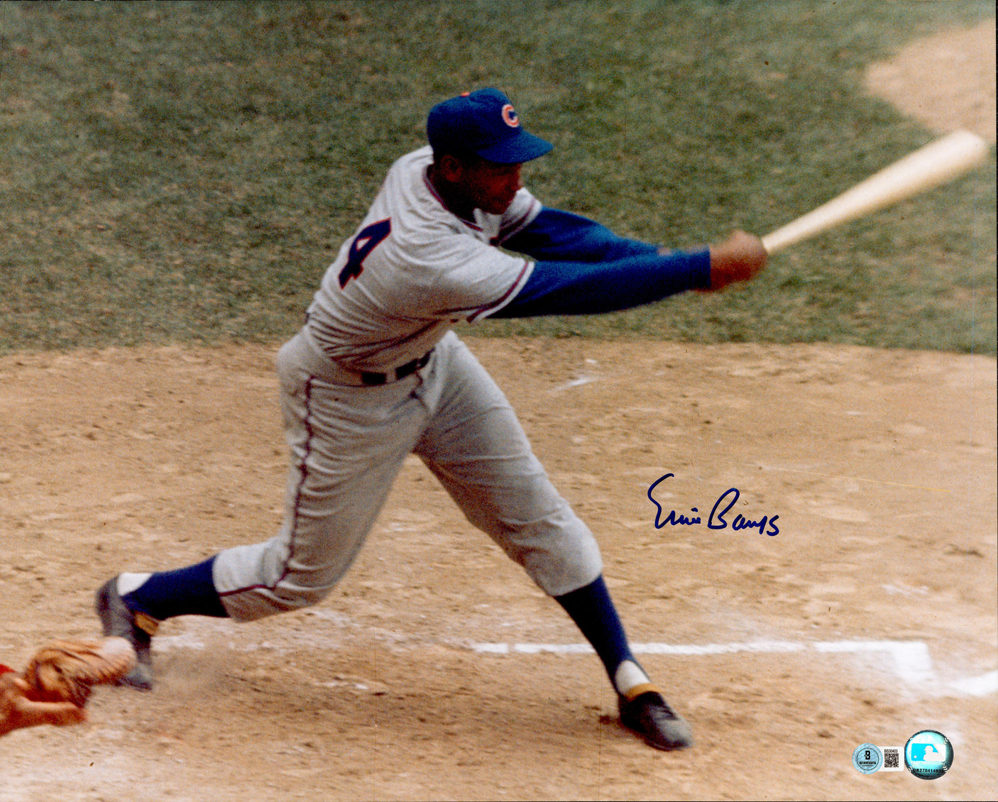 Ernie Banks Autographed 16x20 Photo Chicago Cubs Beckett BAS QR #BS30403